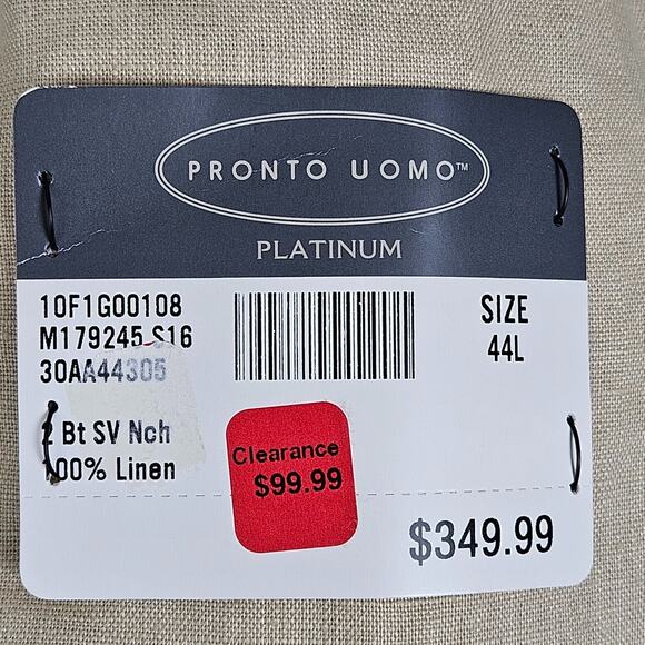 NWT 100% Linen Pronto Uomo Platinum Sport Coat Blazer Men's 44L Beachy Preppy - Picture 3 of 7